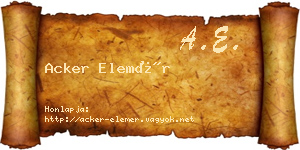 Acker Elemér névjegykártya